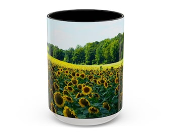 Sunflower Field Mug | Accent Coffee Mug, 11oz & 15oz