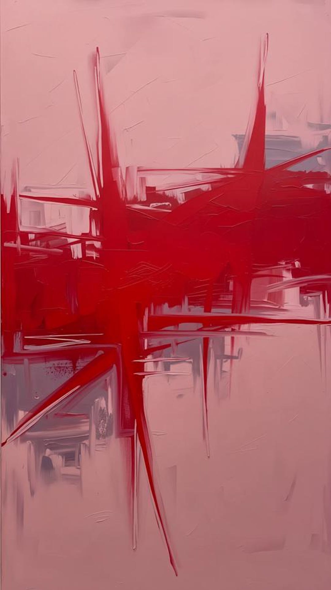 Crimson Divide Abstract Wall Art, Red Pink Modern Vertical Canvas ...