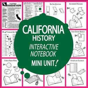 Historia de CALIFORNIA + AUDIO – Todo el contenido de estudio del estado de California incluido – Estudios sociales de California – Ideal para aulas de educación en el hogar