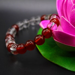 Ice fire bracelet, Multi Gemstones bracelet, Carnelian bracelet, White quartz bracelet, Ice red Bracelet, Handmade,Gift
