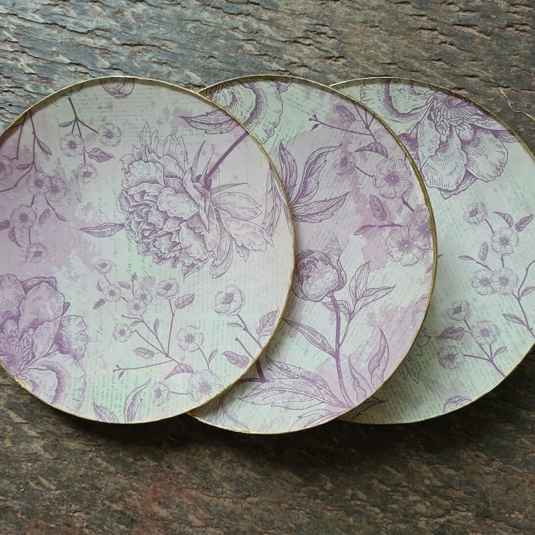 Glass Plate 15 Cm Découpage Behind Glass Unique Etsy