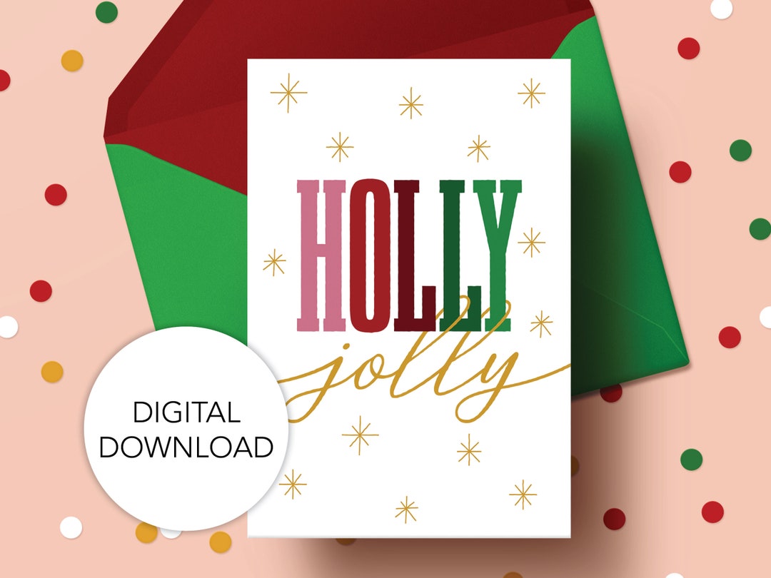 printable-christmas-card-set-holiday-greetings-holly-jolly-etsy