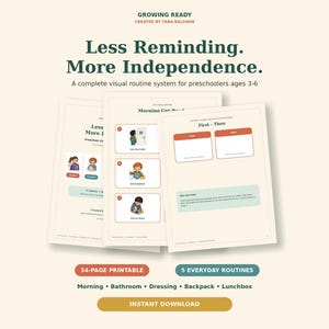 Preschool Visual Schedule Bundle, Daily Routine Cards for Morning, Bathroom, Dressing, Backpack and Lunchbox