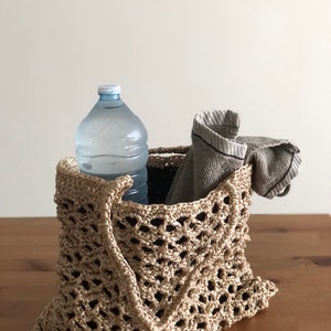 HANDMADE - Beige handmade crochet tote bag - decoration, home, cocooning, gift, beach, vacation