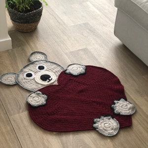 HANDMADE - Handmade crochet bear rug with heart - decor, home, cocooning, gift, animals