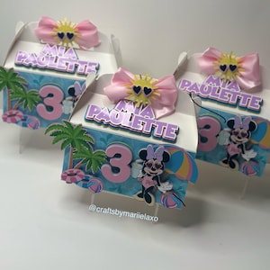 Minnie Maus Pool Party Giebel Box| Minnie Maus Pool Gastgeschenk Box | Minnie Maus Giebel Box | Minnie Maus 3D Box | Minnie Maus Geschenkschachteln