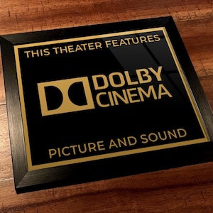 8&quot; x 10&quot; Framed Home Theater Cinema Sign - Ready To Hang & Tabletop Option - Free Shipping - Dolby Cinema (Original Logo)
