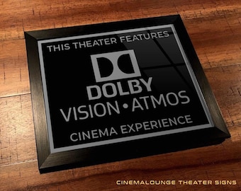 8" x 10" Framed Home Theater Cinema Sign - Ready To Hang & Tabletop Option - Free Shipping - Dolby Vision - Atmos (Original Logo)