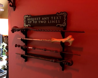 Wizarding World Wall Mount Wand Display Rack - Free Optional Personalization - 4 / 8 / 12 Wand Capacity - Free Shipping