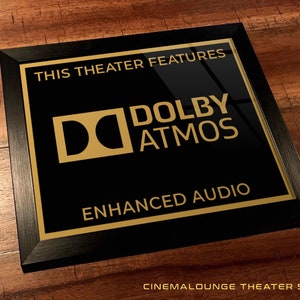 8&quot; x 10&quot; Framed Home Theater Cinema Sign - Ready To Hang & Tabletop Option - Free Shipping - Dolby Atmos (Original Logo)