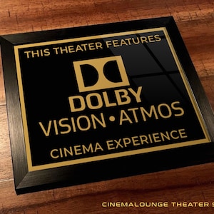 8&quot; x 10&quot; Framed Home Theater Cinema Sign - Ready To Hang & Tabletop Option - Free Shipping - Dolby Vision - Atmos (Original Logo)