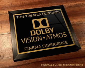 8" x 10" Framed Home Theater Cinema Sign - Ready To Hang & Tabletop Option - Free Shipping - Dolby Vision - Atmos (Original Logo)