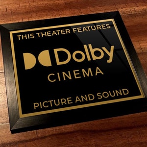 8&quot; x 10&quot; Framed Home Theater Cinema Sign - Ready To Hang & Tabletop Option - Free Shipping - Dolby Cinema (New Logo)
