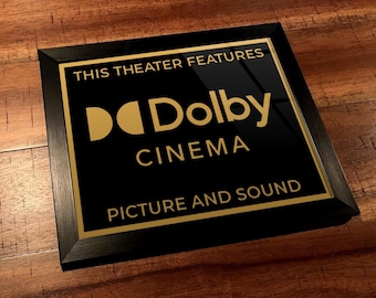 8" x 10" Framed Home Theater Cinema Sign - Ready To Hang & Tabletop Option - Free Shipping - Dolby Cinema (New Logo)