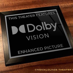 8" x 10" Framed Home Theater Cinema Sign - Ready To Hang & Tabletop Option - Free Shipping - Dolby Vision (New Logo) Bild 1