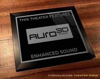 8" x 10" Framed Home Theater Cinema Sign - Ready To Hang & Tabletop Option - Free Shipping - Auro 3D