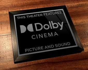 8" x 10" Framed Home Theater Cinema Sign - Ready To Hang & Tabletop Option - Free Shipping - Dolby Cinema (New Logo)