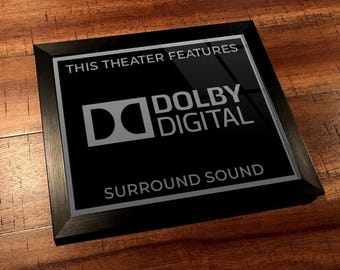 8" x 10" Framed Home Theater Cinema Sign - Ready To Hang & Tabletop Option - Free Shipping - Dolby Digital (Original Logo)