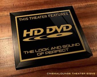 8" x 10" Framed Home Theater Cinema Sign - Ready To Hang & Tabletop Option - Free Shipping - HD-DVD The Look and Sound of Perfect