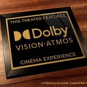 8&quot; x 10&quot; Framed Home Theater Cinema Sign - Ready To Hang & Tabletop Option - Free Shipping - Dolby Vision - Atmos (New Logo)