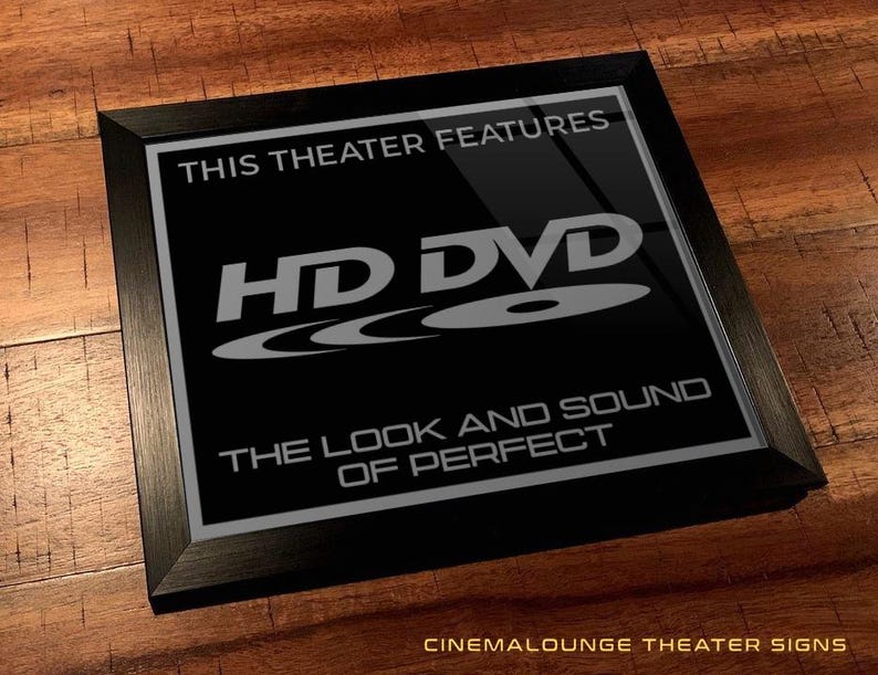 8" x 10" Framed Home Theater Cinema Sign - Ready To Hang & Tabletop Option - Free Shipping - HD-DVD The Look and Sound of Perfect image 1