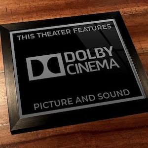 8&quot; x 10&quot; Framed Home Theater Cinema Sign - Ready To Hang & Tabletop Option - Free Shipping - Dolby Cinema (Original Logo)