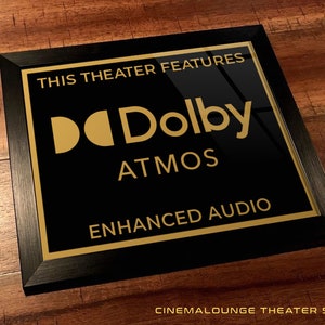 8&quot; x 10&quot; Framed Home Theater Cinema Sign - Ready To Hang & Tabletop Option - Free Shipping - Dolby Atmos (New Logo)