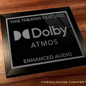 8&quot; x 10&quot; Framed Home Theater Cinema Sign - Ready To Hang & Tabletop Option - Free Shipping - Dolby Atmos (New Logo)
