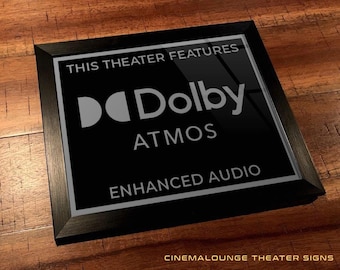 8" x 10" Framed Home Theater Cinema Sign - Ready To Hang & Tabletop Option - Free Shipping - Dolby Atmos (New Logo)