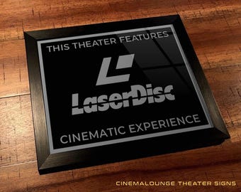 8" x 10" Framed Home Theater Cinema Sign - Ready To Hang & Tabletop Option - Free Shipping - LaserDisc Cinematic Experience