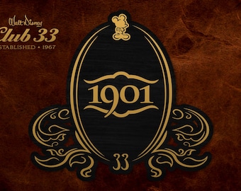 Walt Disney World Disneyland Club 33 1901 Lounge Wall Hanging Entrance Plaque 11" x 11.5" - Free Shipping