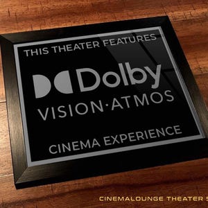 8&quot; x 10&quot; Framed Home Theater Cinema Sign - Ready To Hang & Tabletop Option - Free Shipping - Dolby Vision - Atmos (New Logo)