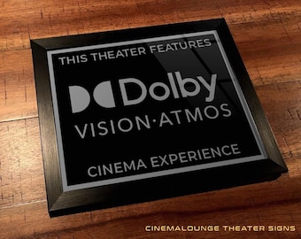 8" x 10" Framed Home Theater Cinema Sign - Ready To Hang & Tabletop Option - Free Shipping - Dolby Vision - Atmos (New Logo)