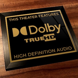 8&quot; x 10&quot; Framed Home Theater Cinema Sign - Ready To Hang & Tabletop Option - Free Shipping - Dolby TrueHD (New Logo)