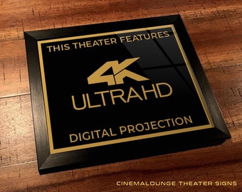8" x 10" Framed Home Theater Cinema Sign - Ready To Hang & Tabletop Option - Free Shipping - 4K Ultra HD