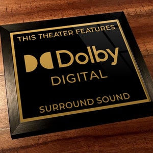8&quot; x 10&quot; Framed Home Theater Cinema Sign - Ready To Hang & Tabletop Option - Free Shipping - Dolby Digital (New Logo)