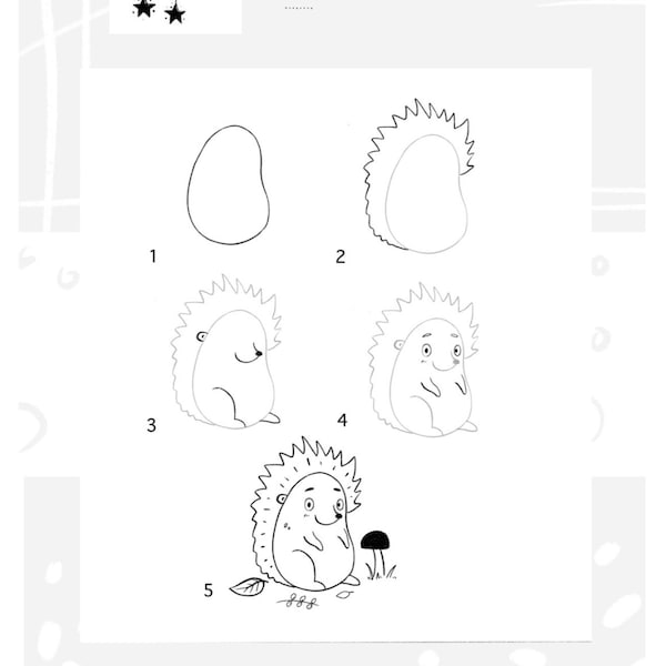 How to draw CUTE ANIMAL, step by step method details. Drawing lesson, drawing materials, kawaii drawing animal, draw cute cat, 48 animals