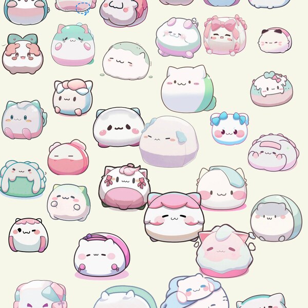 marshmallows, Digital Goodnotes Stickers fluffy marshmallows, Cute Sticker, Goodnotes Sticker, Goodnotes Precropped, Cute kawaii sticker