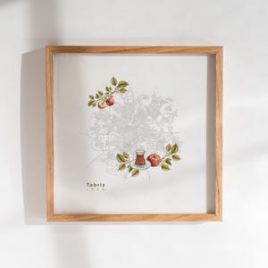 Tabriz Iran Map Wall Art, Persian City Print, Tabriz Memory Art, Tea & Apple, Digital Download
