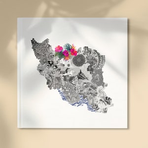 Iran Karte mit historischen Details, Persische Kunst, Druckbare Poster, Persische Kalligraphie, Wand-Dekor, Wandposter, Großdruck, Digitaldruck