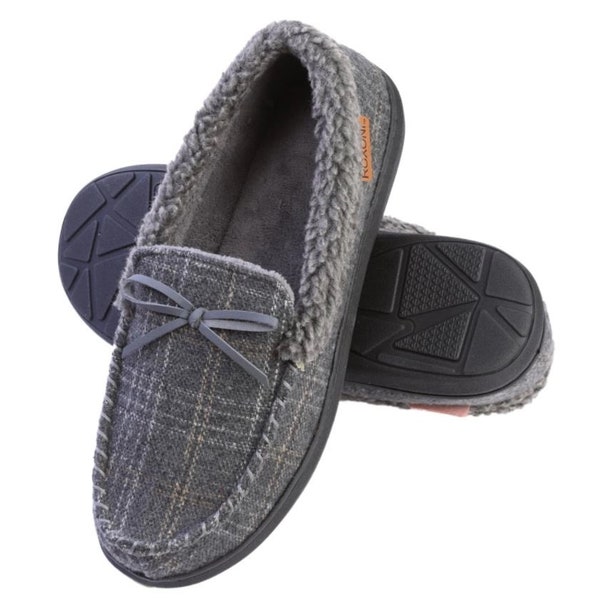 Men's Slippers Moccasin Plush Lined House Shoes Fuzzy Furry 1284G