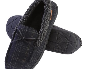 Men's Slippers Moccasin Plush Lined House Shoes Fuzzy Furry 1284b 8-13 us men