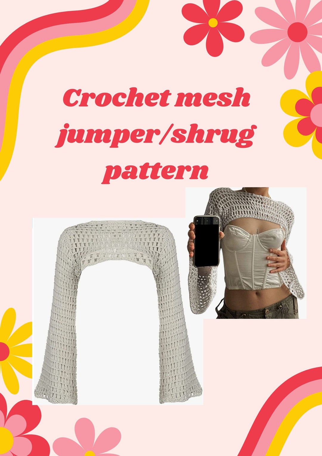 Y2k Crochet Mesh Jumper/shrug Pattern Etsy