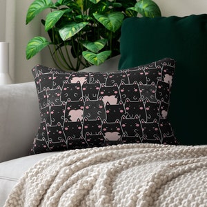 Cat lumbar pillow, Funny cat pillow, lumbar pillow, Spun Polyester Pillow, Cat lovers, cat decor, funny cats, cartoon cats, gift idea, home