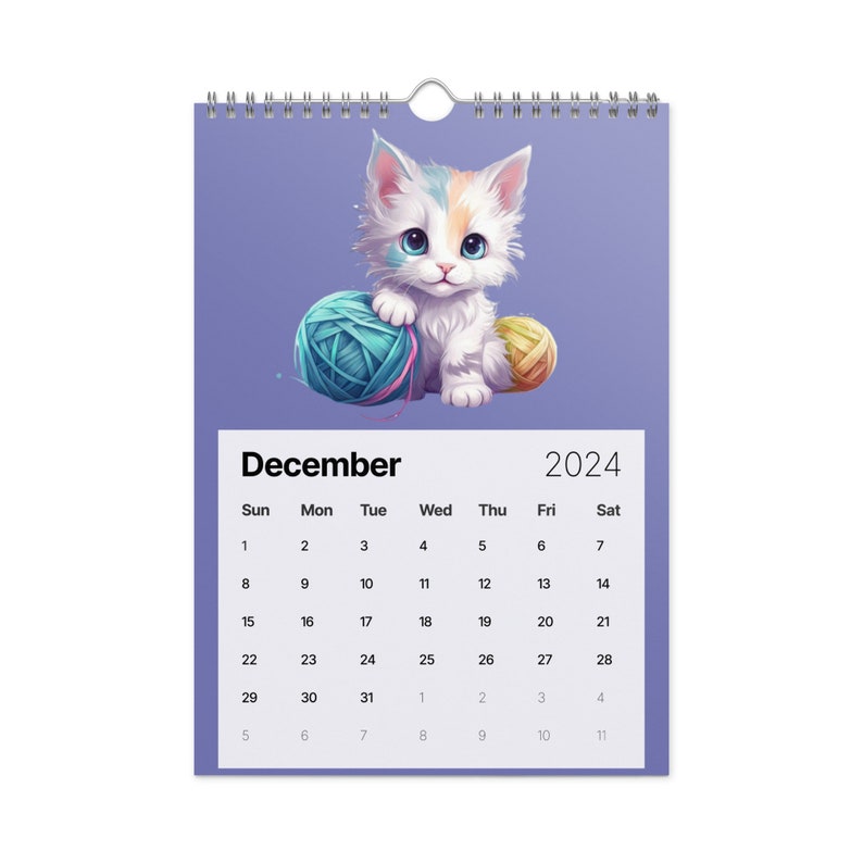 Cute Kitten Calendar Wall Calendar 2024 Calendar Cat Etsy