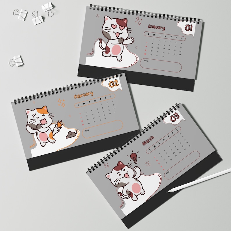 Cat Calendar, 2024 Calendar, Cat Desk Calendar, Desk Calendar, Custom