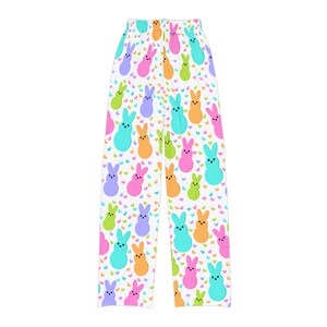 Easter themed Pj pants, Kids Pajama Pants, Easter pjs, Easter, pjs, festive pjs, for her, colorful, bunnies, pajama pants, colorful bunnies image 3