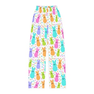 Easter Peeps Pj pants, Kids Pajama Pants, Easter pjs, Easter, Peeps pjs, festive pjs, for her, colorful, bunnies, pajama pants