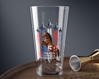 Patriotic Horse Mixing Glass, 250 Years God Freedom Faith Tumbler