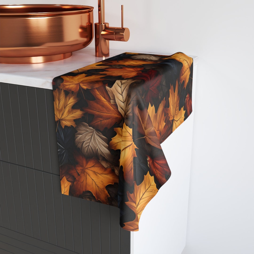 Fall Leaves Hand Towel Colorful Fall Colors Leaves Custom Bathroom ...